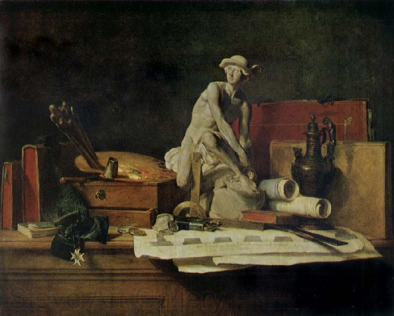 Jean Baptiste Simeon Chardin Still life with the Attributes  of Arts Norge oil painting art